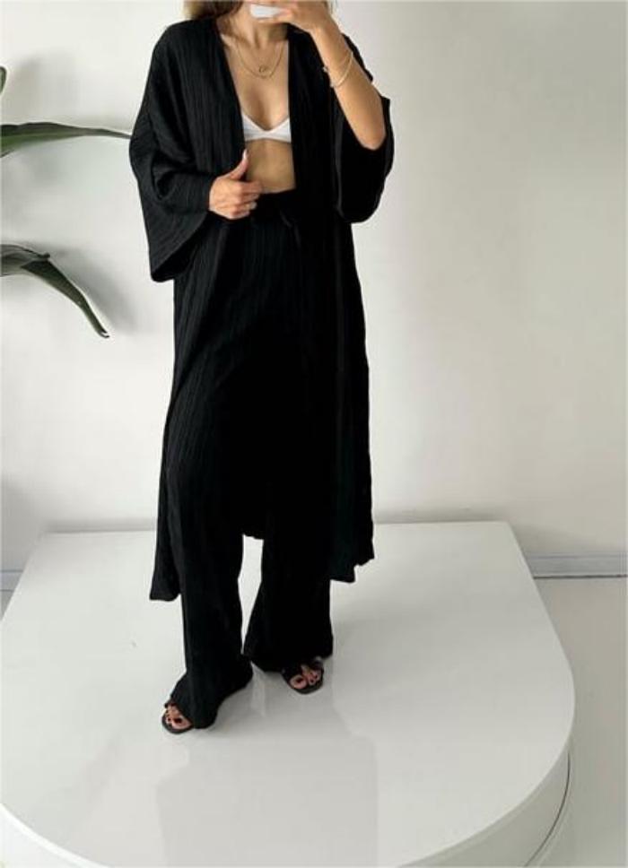 Elegant Fringed Kimono Dress