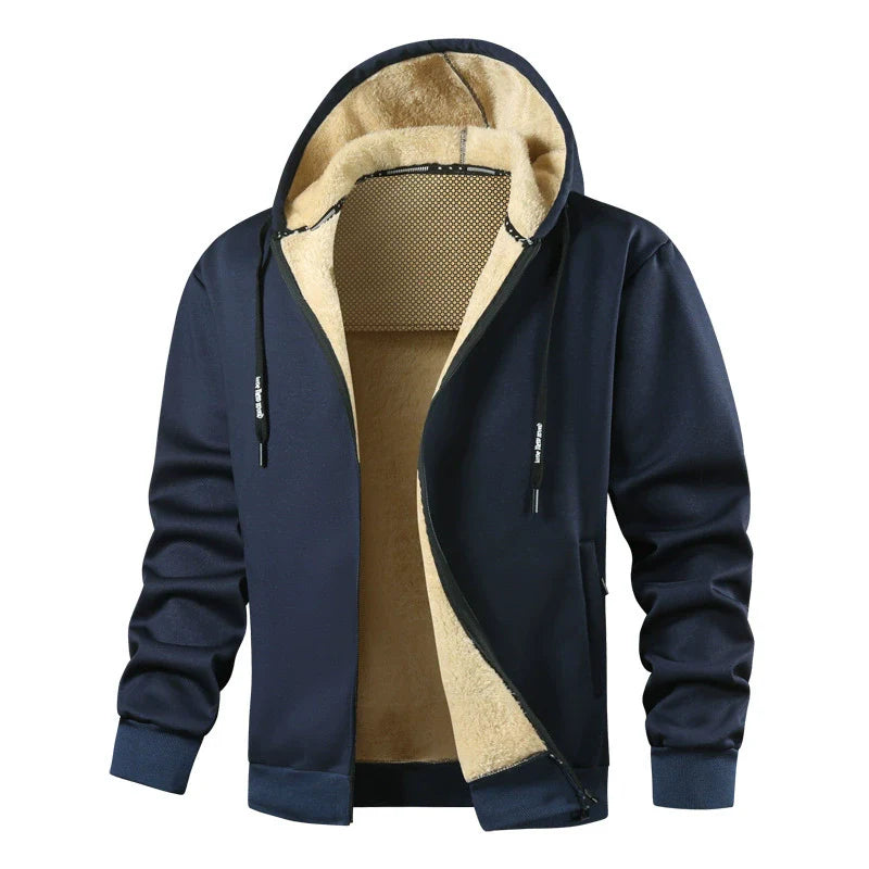 Warm Fleece Hooded Jacket for Men Full Zip - OutfitLondon