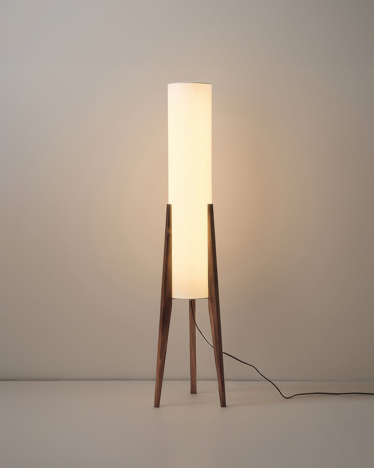 Natural Wooden Table Lamp With Cream Shade