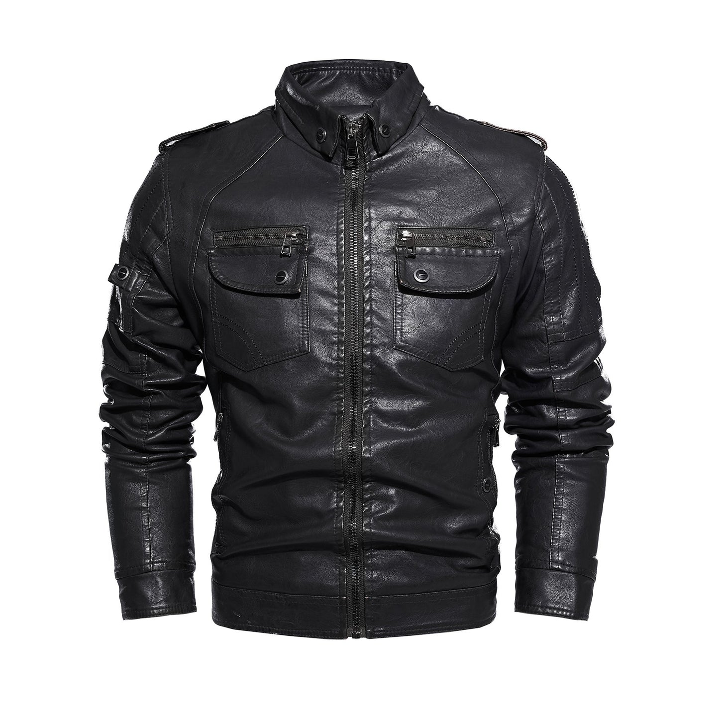 Relaxed Fit Brown Leather Biker Jacket