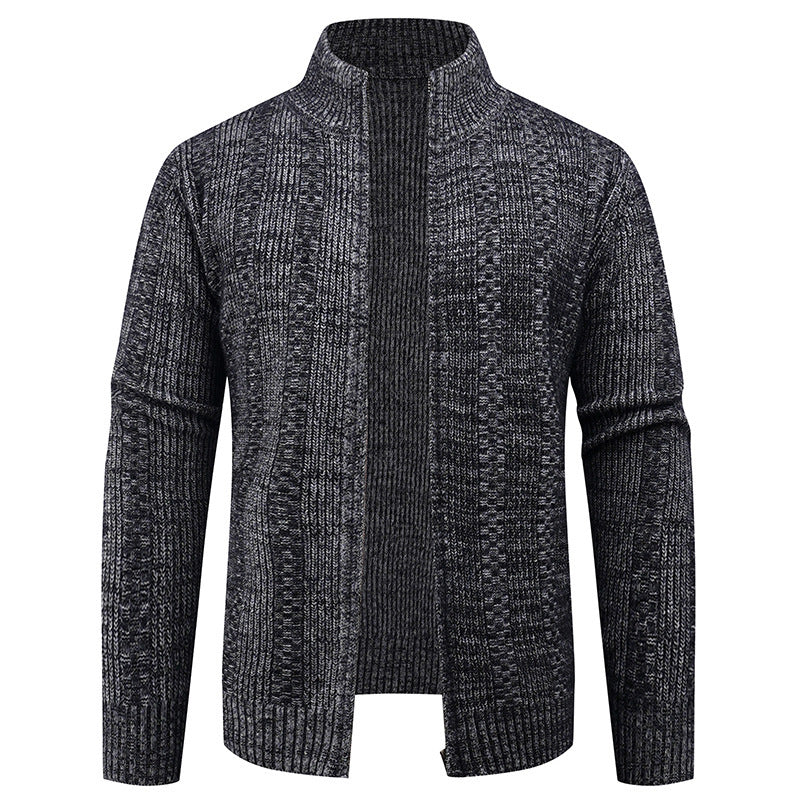 Thick Knit High Neck Cardigan Sweater