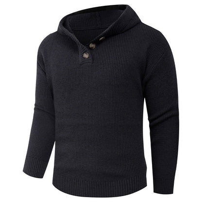 Warm Crew Neck Button Jumper Sweater