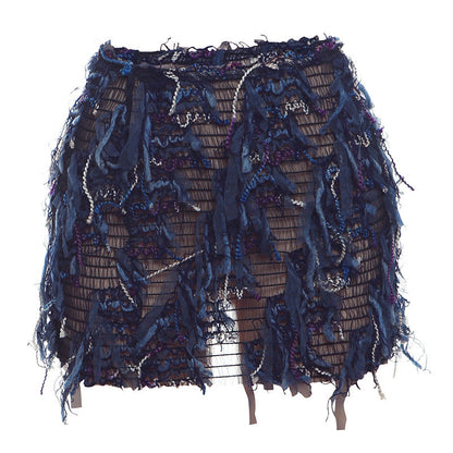 Fashionable High Waist Fringe Mini Skirt