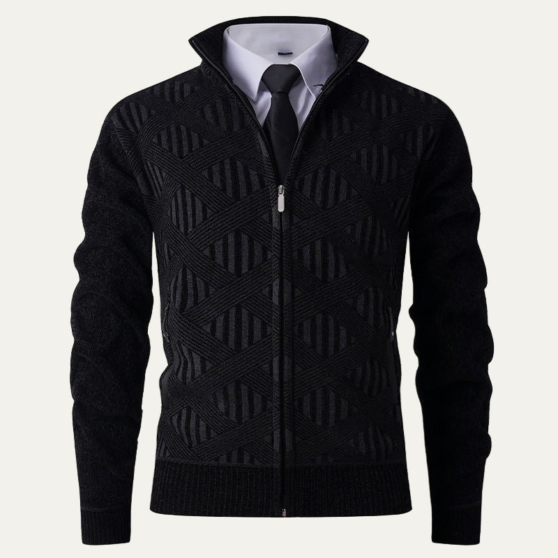 Men's Stylish Patterned Zip Up Sweater