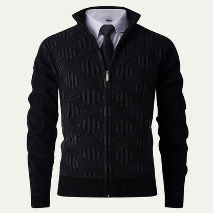 Men's Stylish Patterned Zip Up Sweater