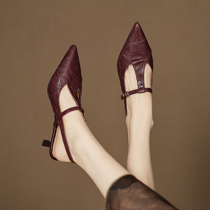 Luxury Black Leather High Heels - OutfitLondon