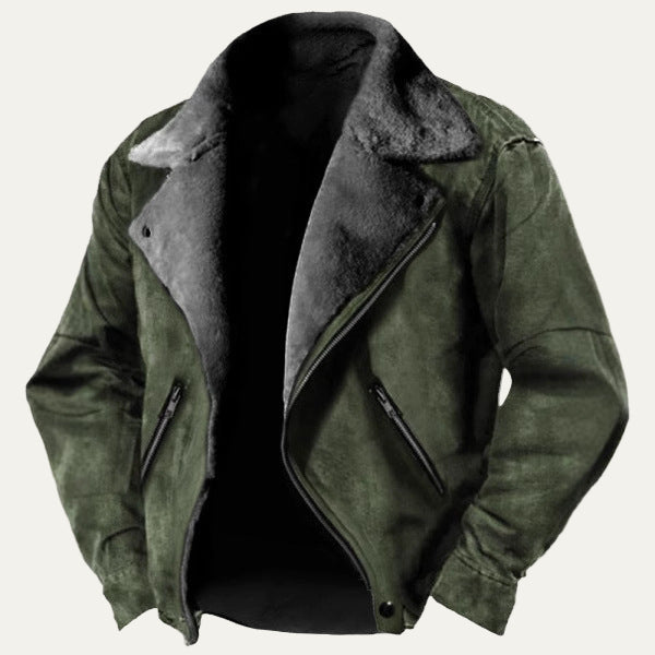 Men's Faux Fur Lined Leather Aviator Coat