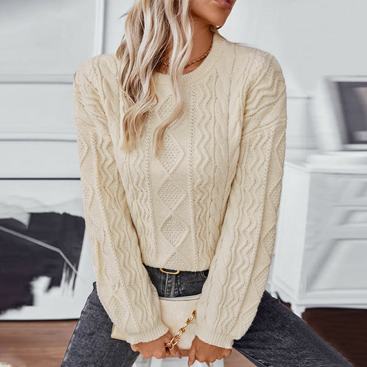 Cozy Crew Neck Women's Long Sweater - OutfitLondon
