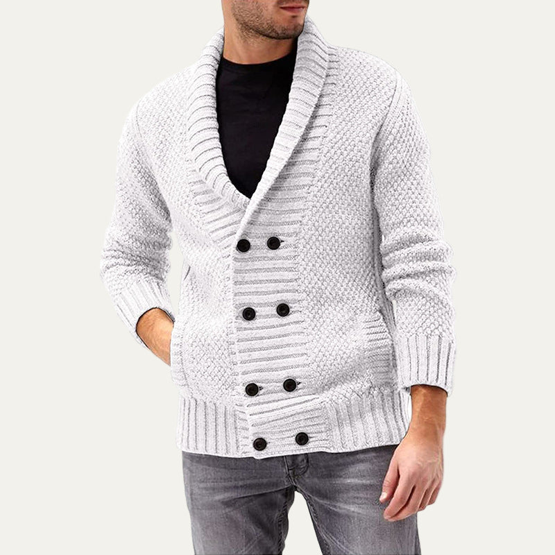 Thick Cable Knit Men's Cardigan Sweater