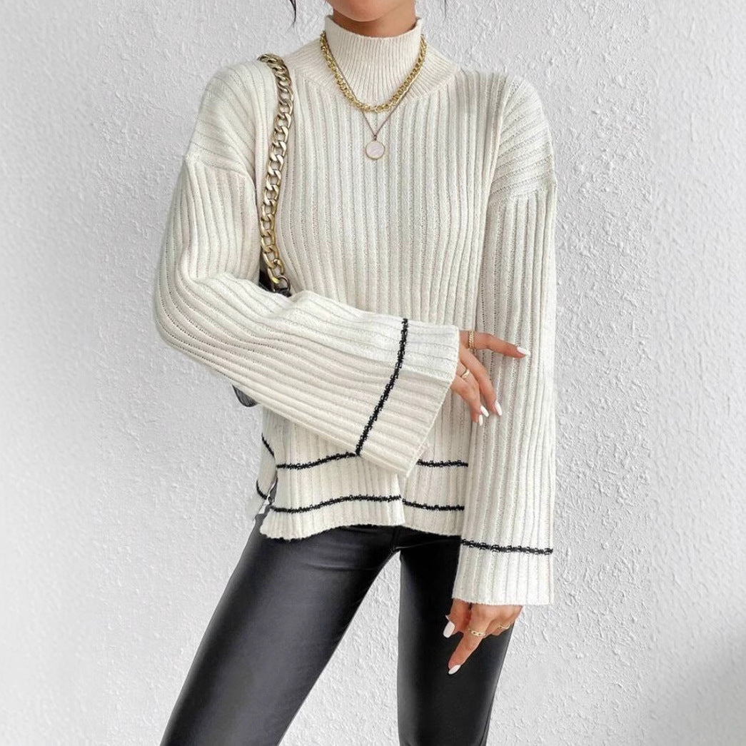 Fitted Women's Cable Knit Turtleneck Sweater
