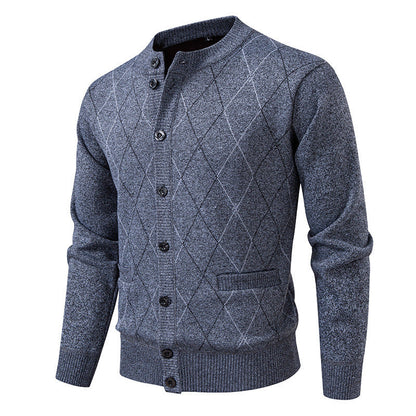 Classic Geometric Knit Men's Cardigan Sweater