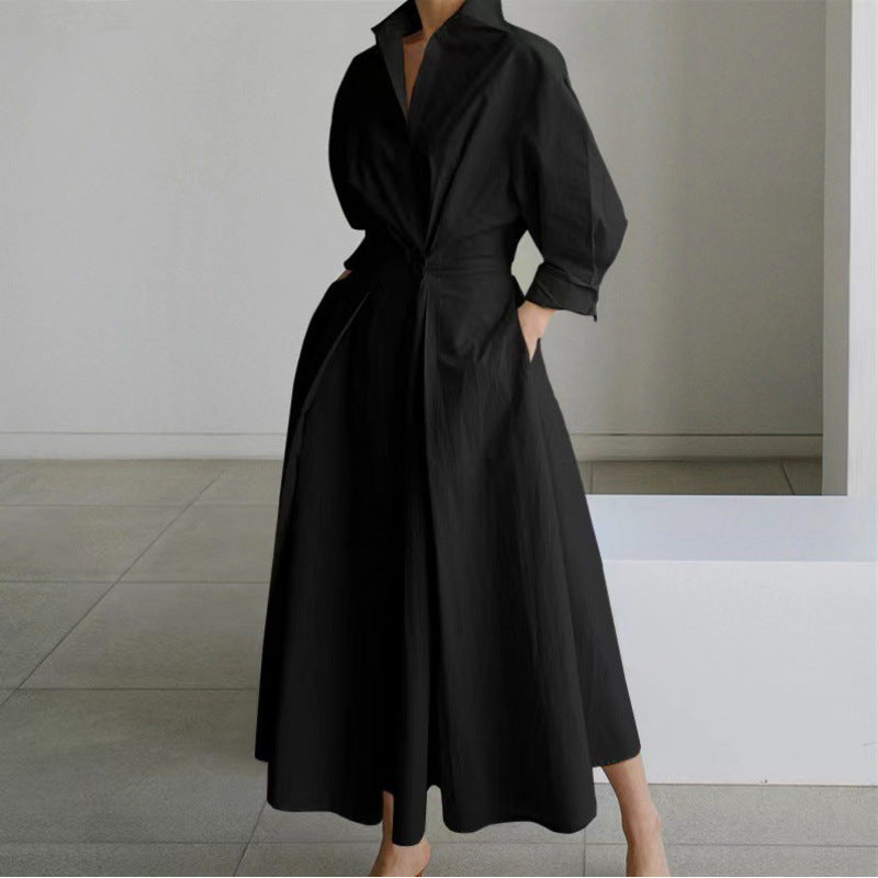 Chic V Neck Maxi Dress with Wrap Front Detail