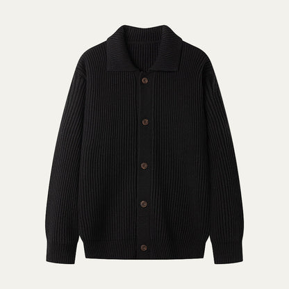 Men's Thick Cable Pattern Sweater Cardigan