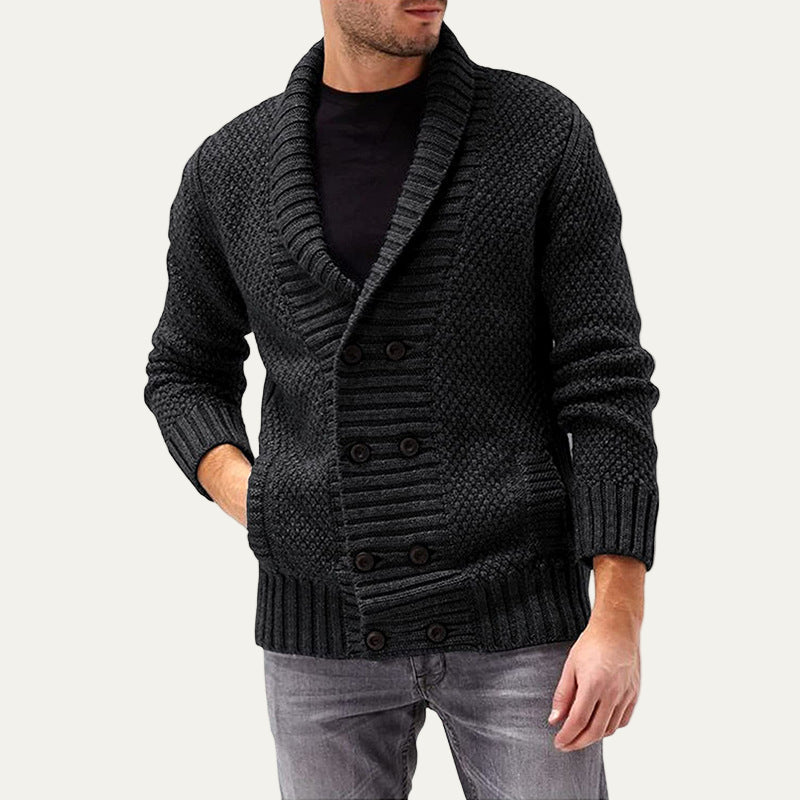 Thick Cable Knit Men's Cardigan Sweater