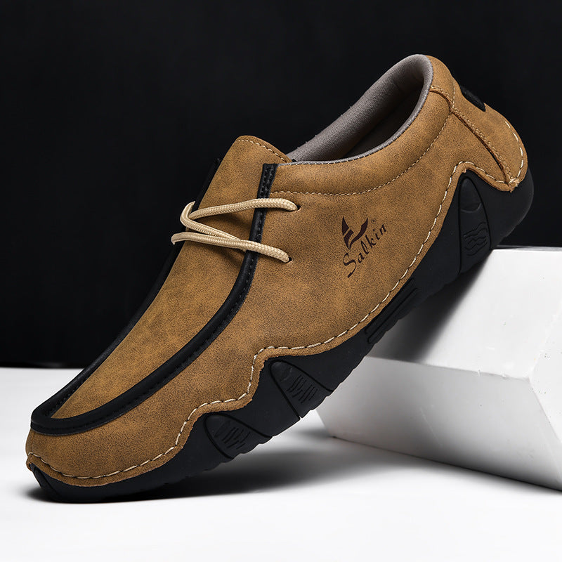 Luxury Brown Leather Slip On Shoes