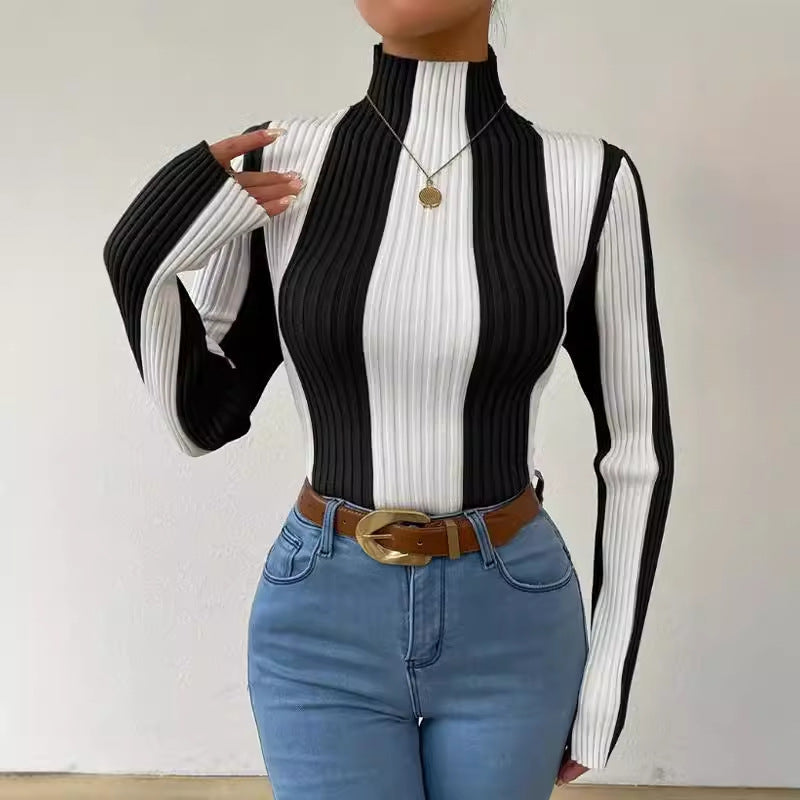 Warm Traditional Horizontal Knit Sweater - OutfitLondon