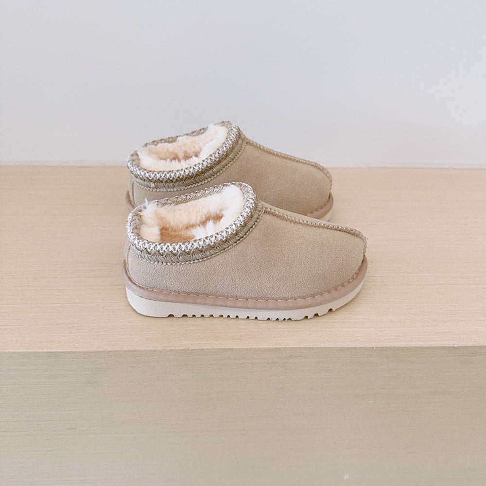 Soft Plush Suede Braid Slippers