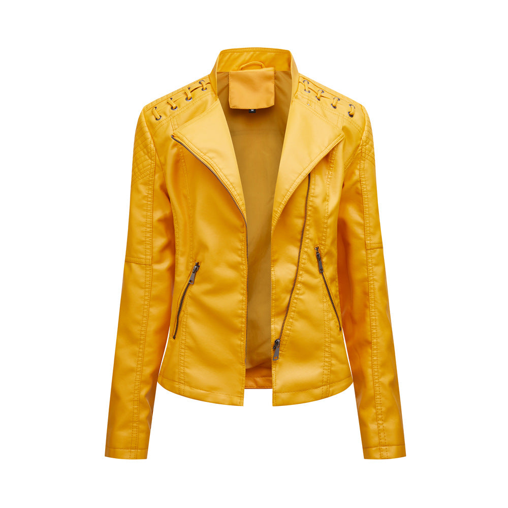 Classic Synthetic Leather Ladies Coat for Everyday Use