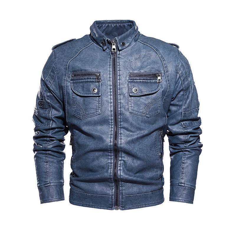 Relaxed Fit Brown Leather Biker Jacket