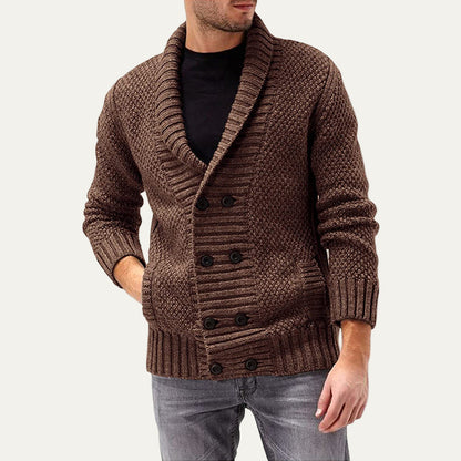 Thick Cable Knit Men's Cardigan Sweater