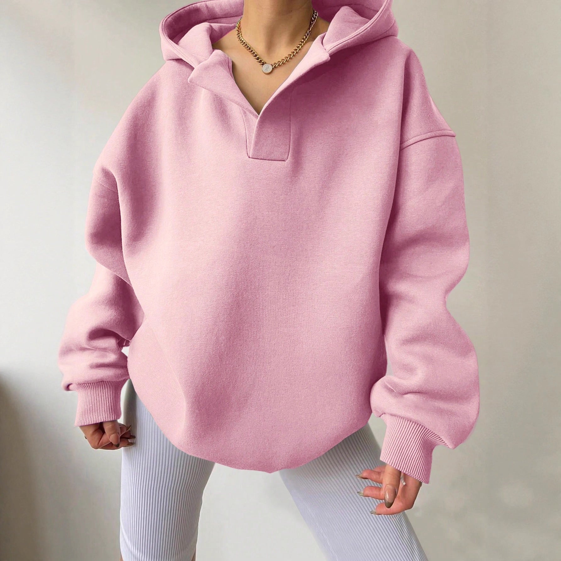 Relaxed Fit Hoodie with Ribbed Cuffs - OutfitLondon