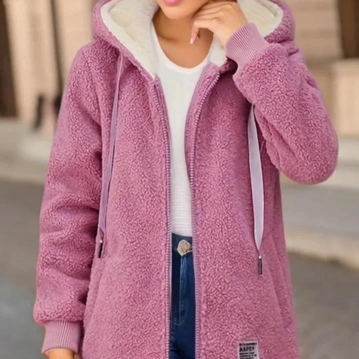Warm Fleece Hooded Coat for Ladies
