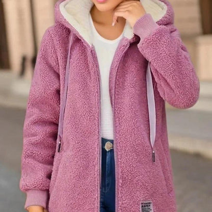 Warm Fleece Hooded Coat for Ladies