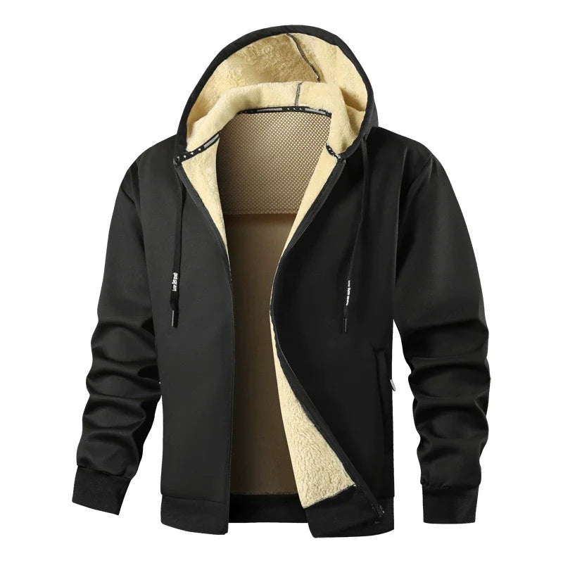 Warm Fleece Hooded Jacket for Men Full Zip