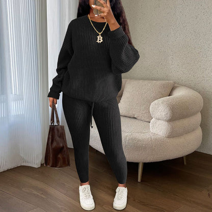 Soft Fleece Loungewear Set with Long Sleeve Top