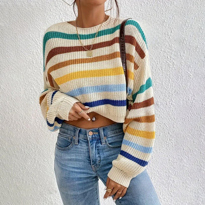 Casual Fit Striped Crew Neck Sweater