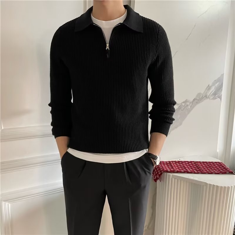 Stylish Mens Zip Up Polo Sweater