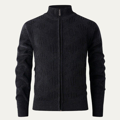 Men's Stylish Patterned Zip Up Sweater
