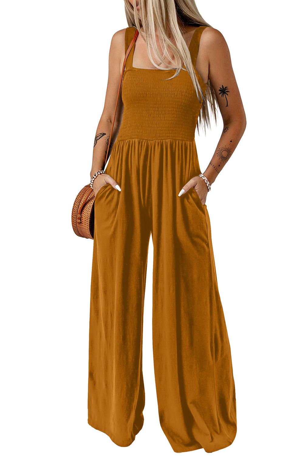 Comfortable Flowy Square Neck Jumpsuit