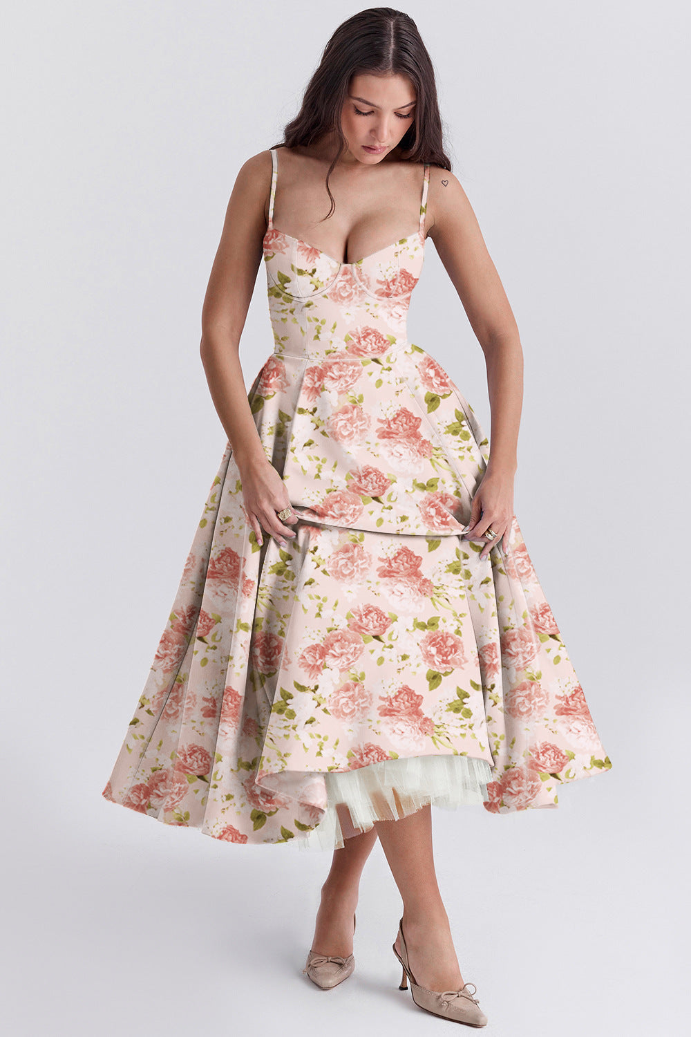 Elegant Cold Shoulder Floor Length Evening Dress