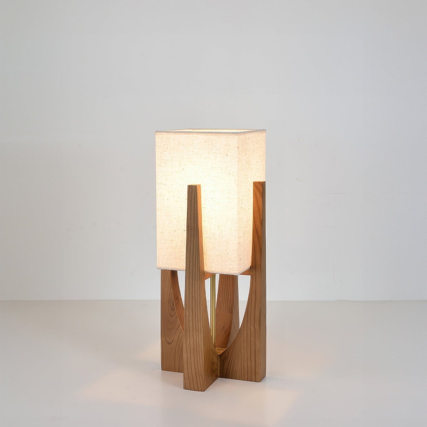 Country Wooden Table Lamp With Cream Shade