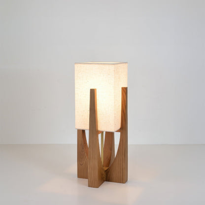 Country Wooden Table Lamp With Cream Shade