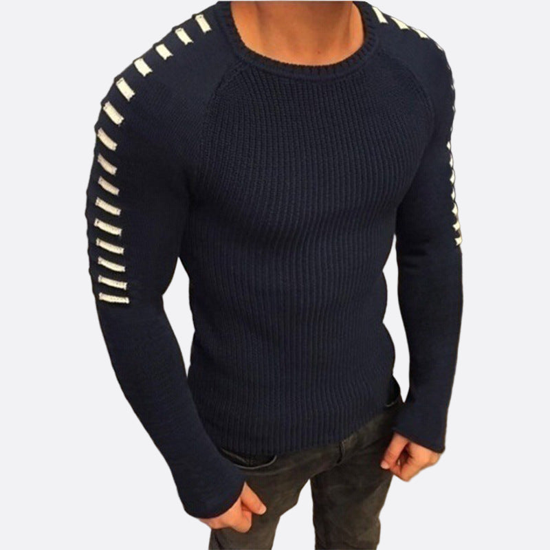 Fashionable Crew Neck Knitted Sweater
