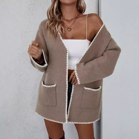 Soft Women's Oversized Crew Neck Cardigan - OutfitLondon