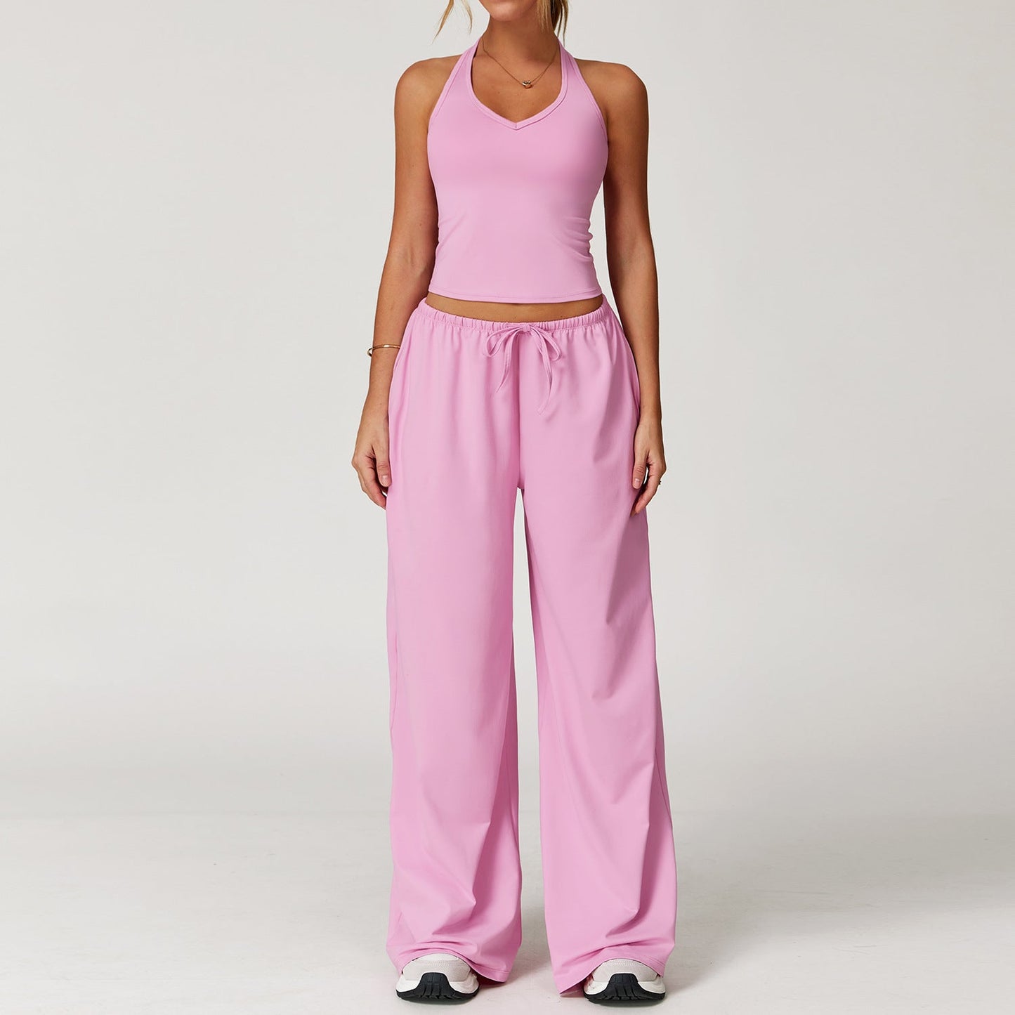 Relaxed Fit Crop Top and Palazzo Pants Set