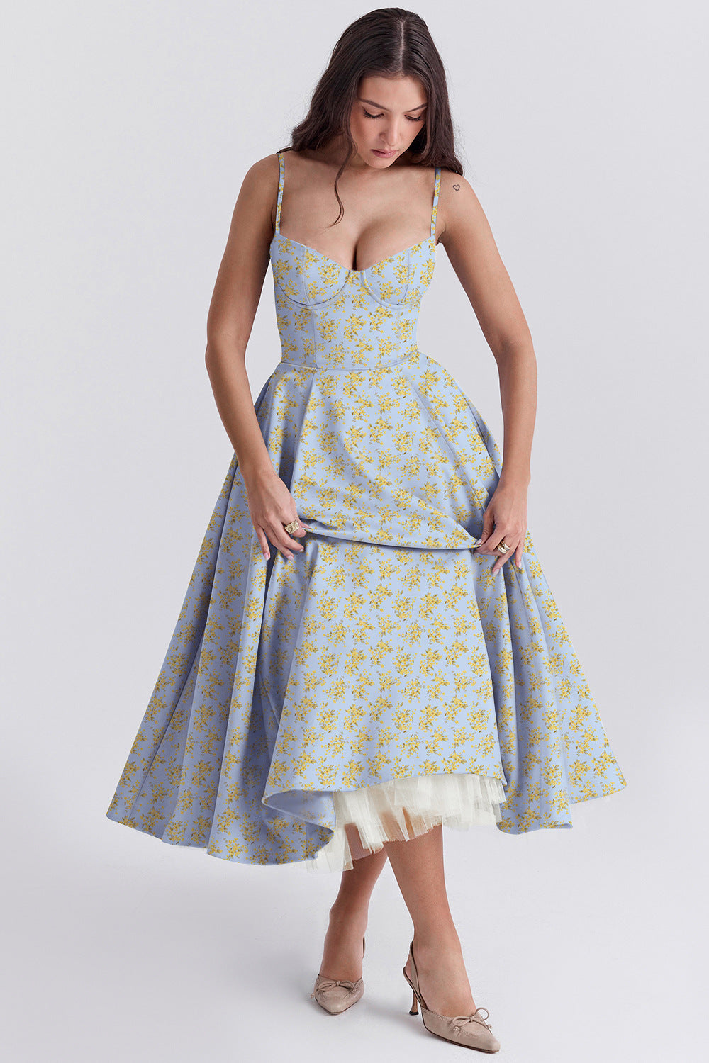 Elegant Cold Shoulder Floor Length Evening Dress