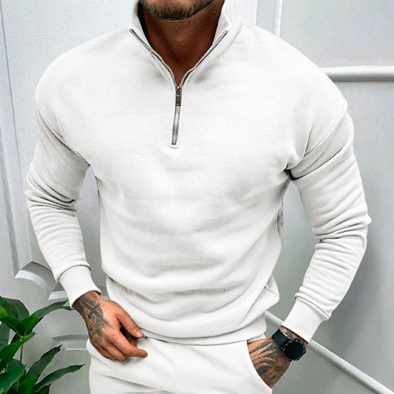 Warm Zipper Hoodie with High Neck Collar