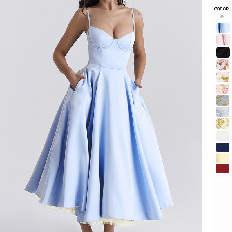 Elegant Cold Shoulder Floor Length Evening Dress - OutfitLondon