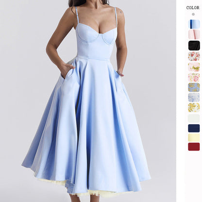 Elegant Cold Shoulder Floor Length Evening Dress - OutfitLondon