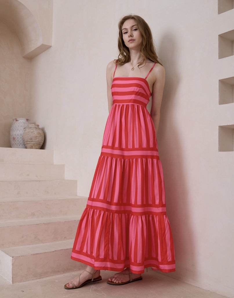 Elegant Sundress with Belted Waist & Button Front