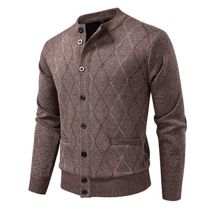 Classic Geometric Knit Men's Cardigan Sweater