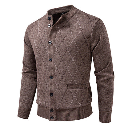 Classic Geometric Knit Men's Cardigan Sweater