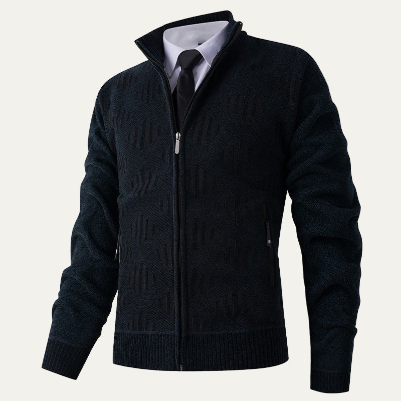 Men's Stylish Patterned Zip Up Sweater