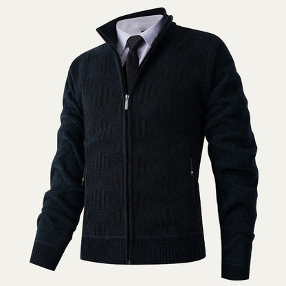 Men's Stylish Patterned Zip Up Sweater