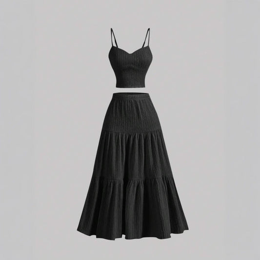 Casual Summer Crop Top and Skirt Outfit Set - OutfitLondon