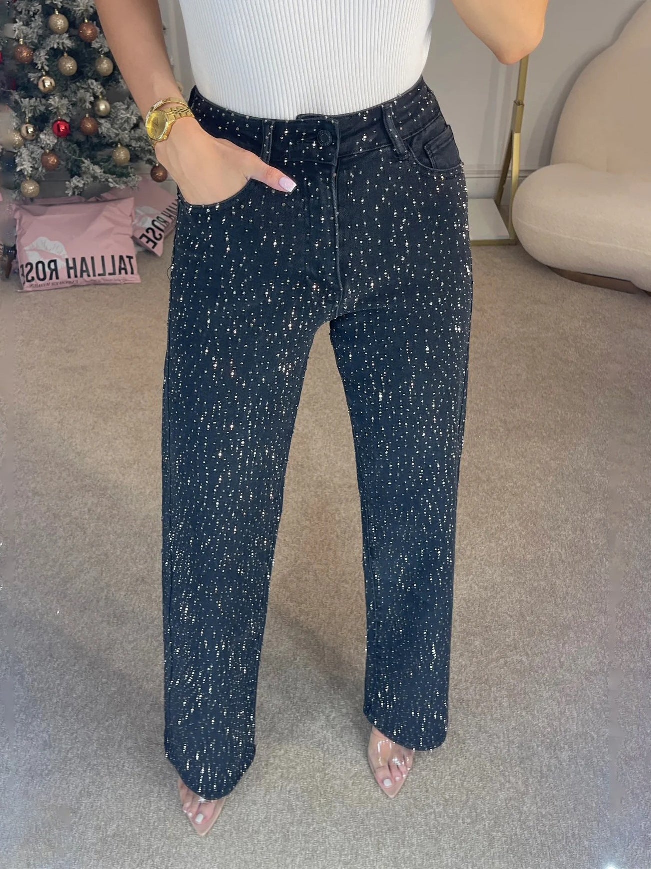 Vintage Style Relaxed Fit Straight Jeans